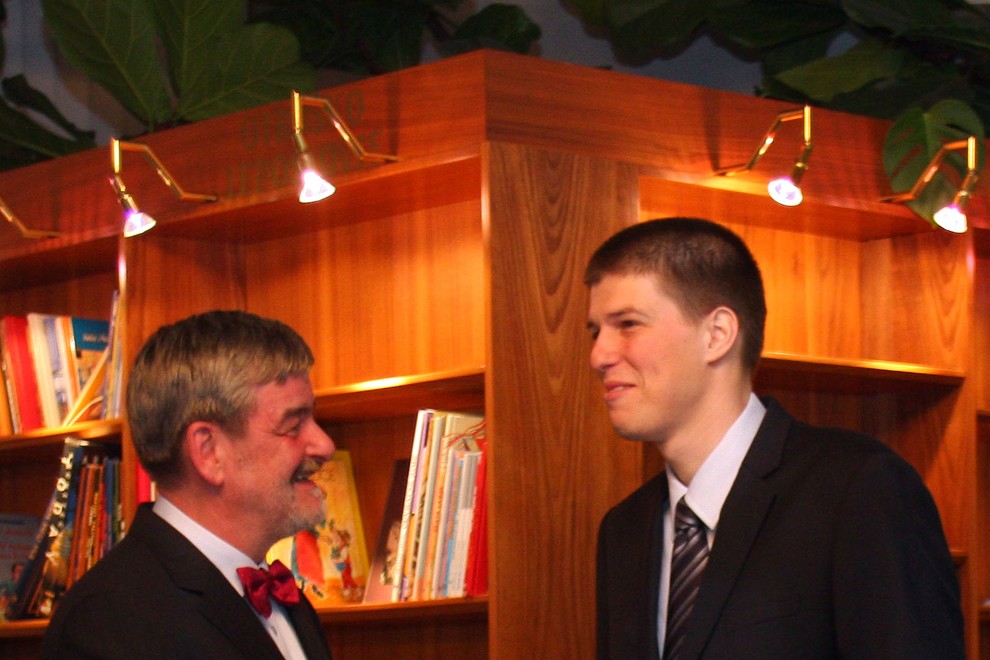 Jaroslav Skrušny in pisatelj Goran Vojnović.