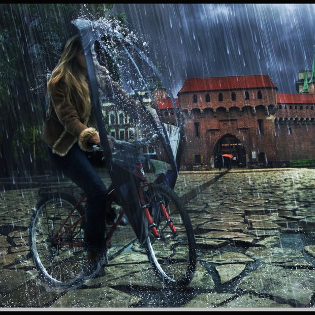 Izum ščitnika zoper dež za kolesarje!
