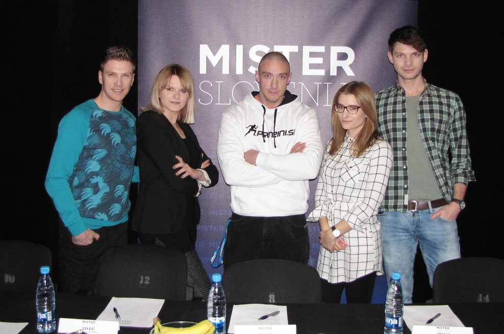 Strokovno komisijo so sestavljali organizatorja Nina Uršič in Erik Ferfolja, fotografinja Ana Gregorič, ambasador Proteini.si Denis Chorchyp ter Matjaž Lesjak, mister Slovenije 2015. (foto: misterslovenija.com)