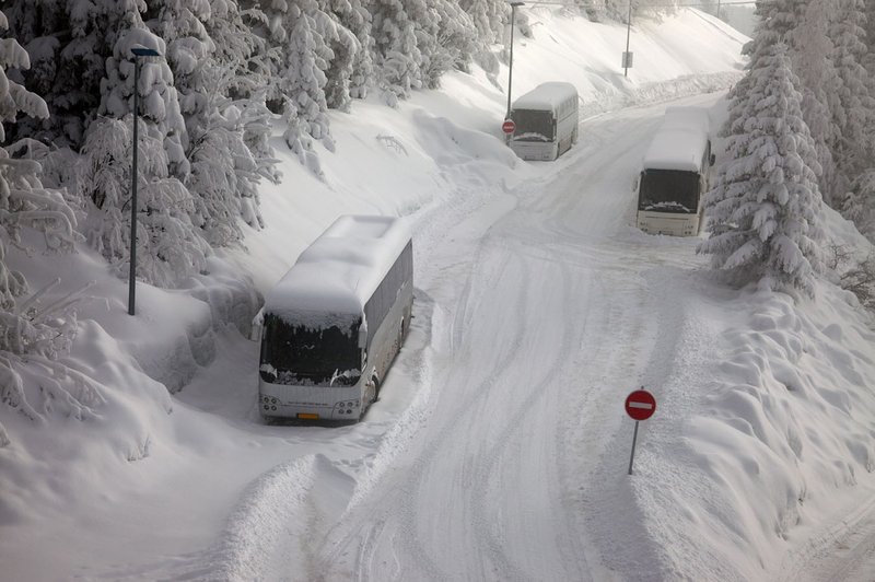 Švica: Poljski avtobus je vozil s tono snega na strehi! (foto: profimedia)