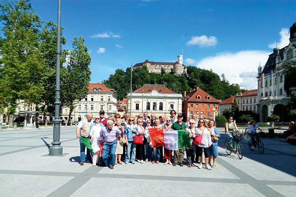 S skupino italijanskih turistov v Ljubljani. 
