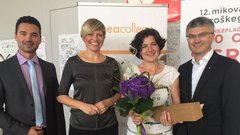 Z leve doc. dr. Mitja Jeraj, Katja Kraškovic, direktorica uprave GEA College, zmagovalka Saša Gorše in Franci Pliberjšek, direktor podjetja MIK Celje.