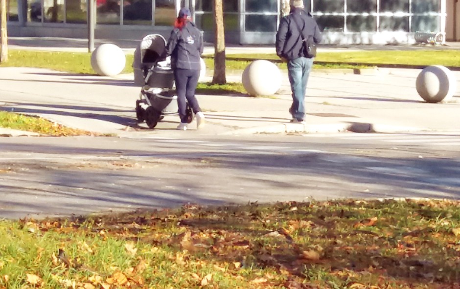 Tanja Žagar z Mikijem in Karlom na sprehodu (foto: N.  Divja)
