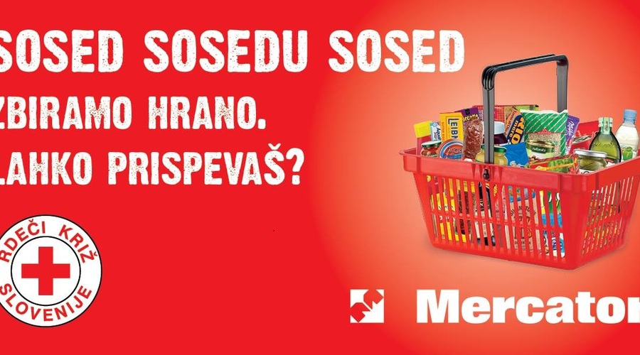 Rdeči križ Slovenije & Mercator bosta zbirala hrano. Lahko prispevaš? (foto: Mercator Press)