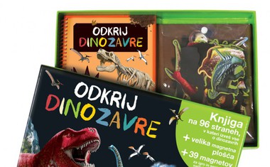 Poučni komplet za male junake Odkrij dinozavre s knjigo in veliko magnetno ploščo!