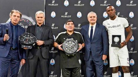 Usain Bolt, Diego Maradona in José  Mourinho na Tekmi prijateljstva