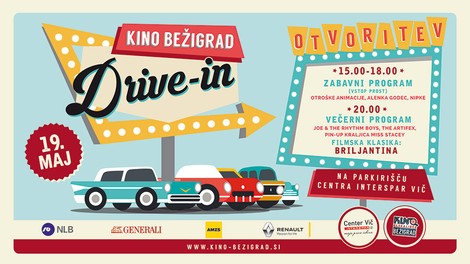 Drive-in kino Bežigrad bo 19. maja odprla Briljantina!