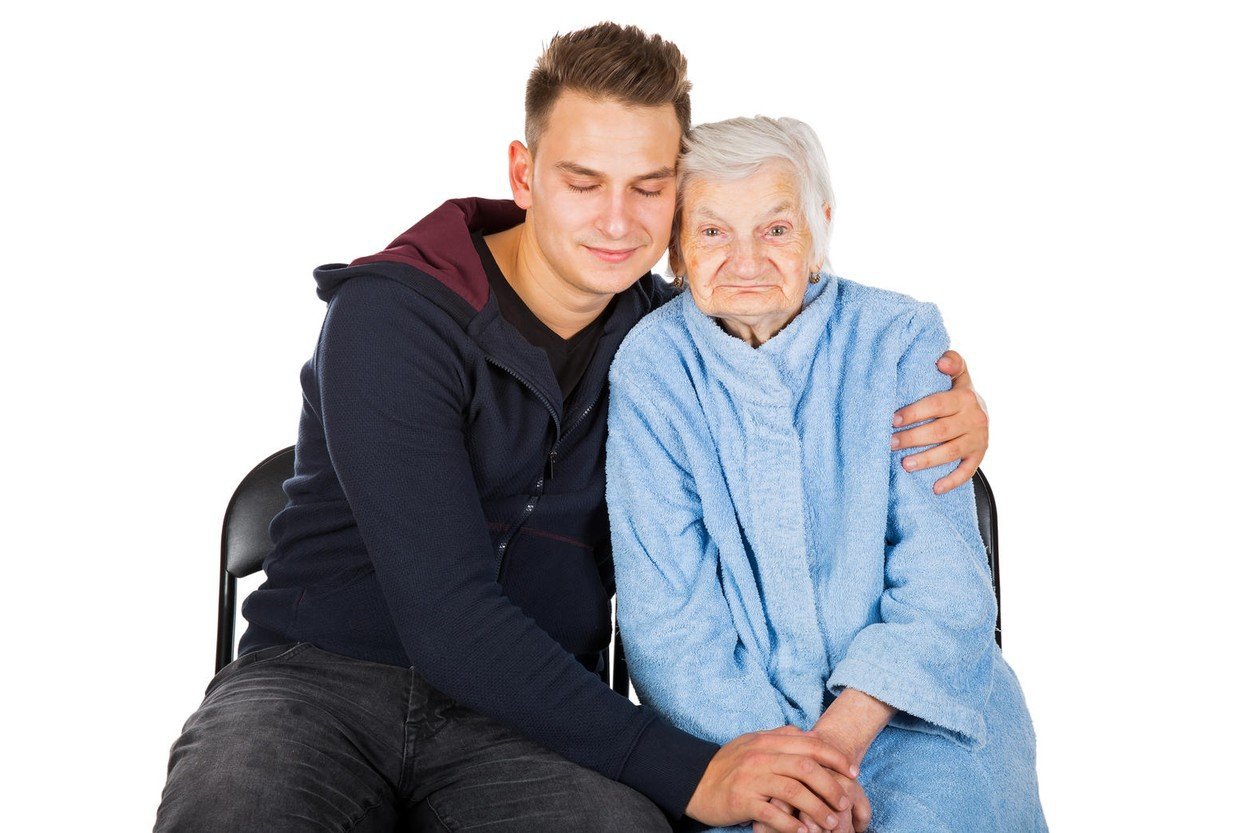 Hugging his grandma видео