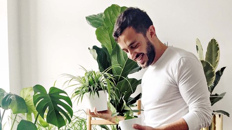 Moški, ki ljubi zelenje: V bogati zbirki rastlin je samo ena cvetoča