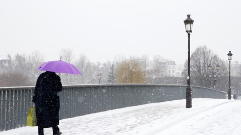 Snežni vihar povzroča preglavice v Franciji, moten tudi promet na letališču Orly