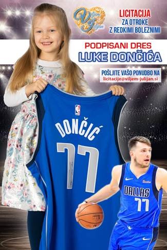 Licitacija podpisanega dresa košarkaša Luke Dončića za otroke z redkimi boleznimi (foto: press)
