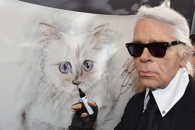 Karl s sliko svojega ljubljenega 
mačka, ki jo je narisal sam. (foto: Profimedia)
