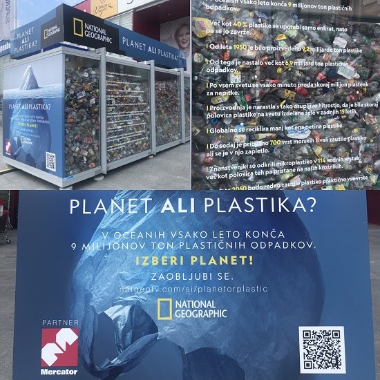 National Geographic Slovenija z instalacijo in vprašanjem: Planet ali plastika? (foto: National Geographic Press)