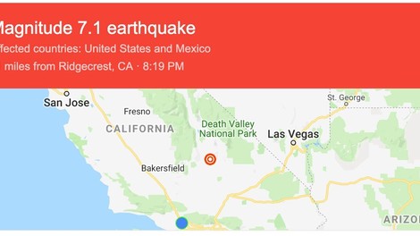 Kalifornija se je znova tresla, tokrat z magnitudo 7,1