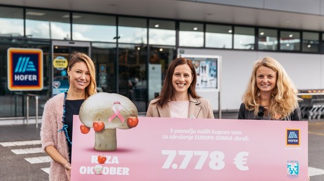 Hofer s kupci zbral 7.778 evrov za boj proti raku dojk