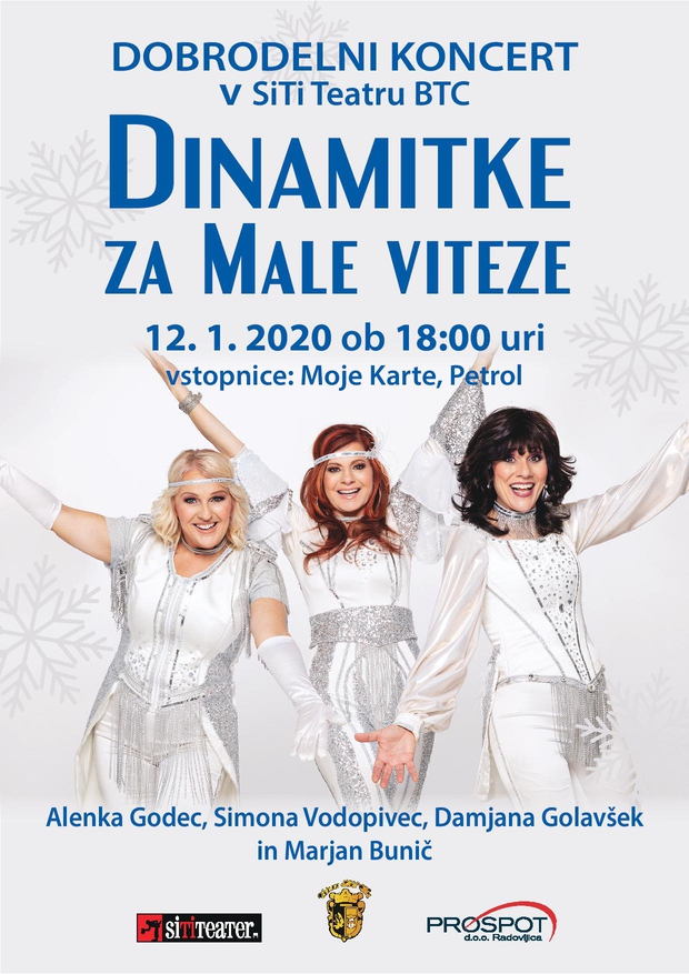 Tri DINAMITKE, Simona Vodopivec, Alenka Godec in Damjana Golavšek, na dobrodelnem koncertu ustanove Mali vitez (foto: promocijski materiali)