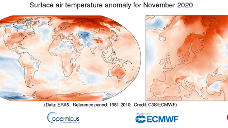 Letošnji november je bil najtoplejši doslej, leto 2020 pa bo verjetno podrlo vse rekorde kot najtoplejše