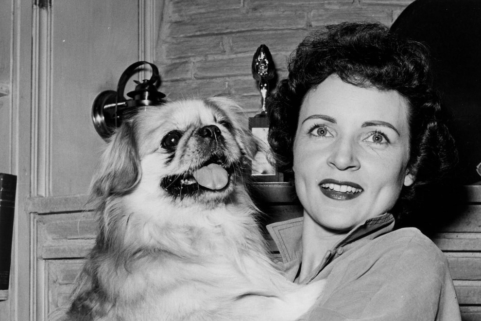 Betty White leta 1954 s svojim psom Bandyjem.