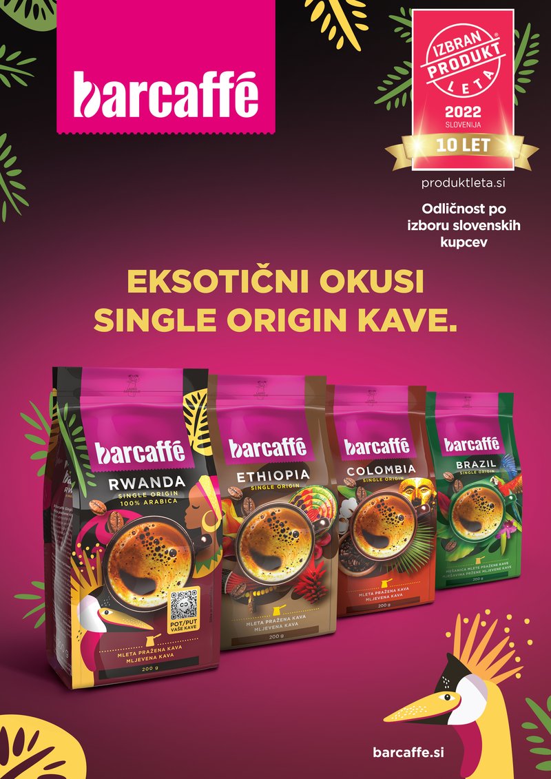 Linija izdelkov Barcaffè Single Origin: izbrana kava leta po izbiri slovenskih potrošnikov (foto: Barcaffe)