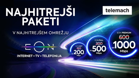 Telemachovi fiksni paketi EON postajajo najhitrejši na slovenskem trgu
