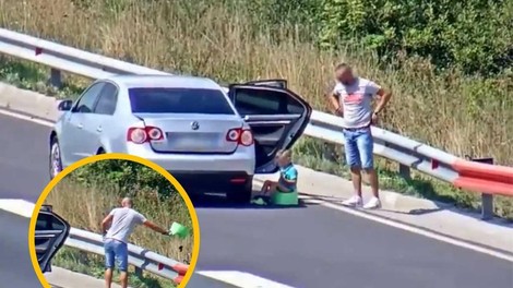 VIDEO: Smrtno nevarno početje - oče ustavil sredi slovenske avtoceste in otroka dal na kahlico