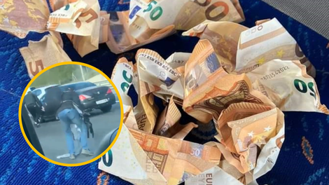 VIDEO: Iz avta metal bankovce po 50 evrov in povzročil prometni kolaps