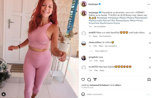 Tanja je na svojem Instagramu vabila svoje sledilce na svoj koncert v Fažani, pri tem pa je nosila oprijet športni …