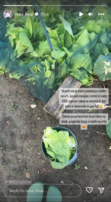 Nuša je nedavno objavila story na svojem Instagramu in pri tem pokazala, da se na obisku pri mami v Ribnici …