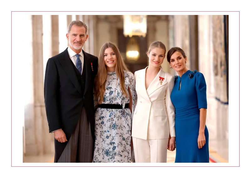 Kralj Felipe, princesa Asturie Leonor, infanta Sofia in kraljica Letizia.
