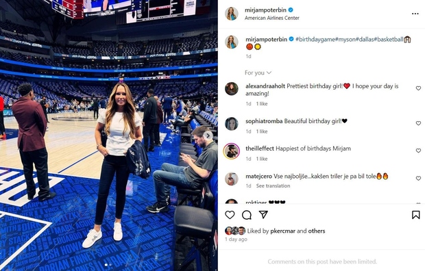 Rojstni dan je slavila v Dallasu in sicer se je pohvalila s fotografijo s tekme lige NBA, kamor je prišla …