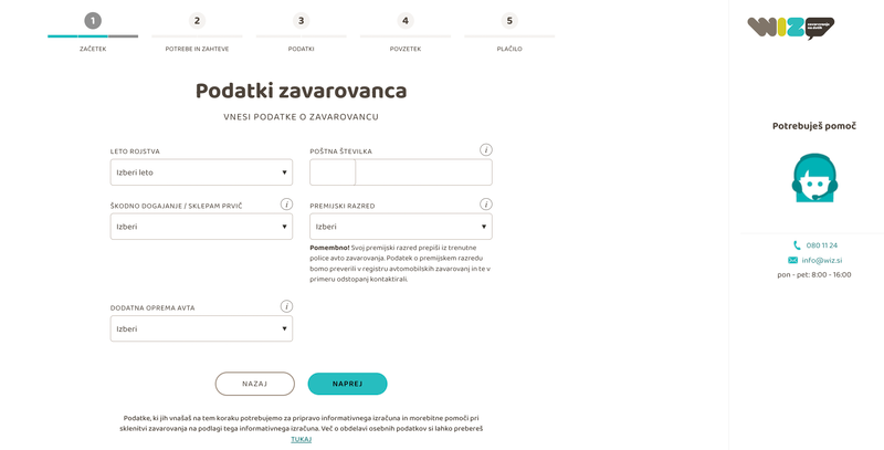 Informativni izračun zavarovanja za avto: kako do najhitrejše ponudbe pri WIZ Avto