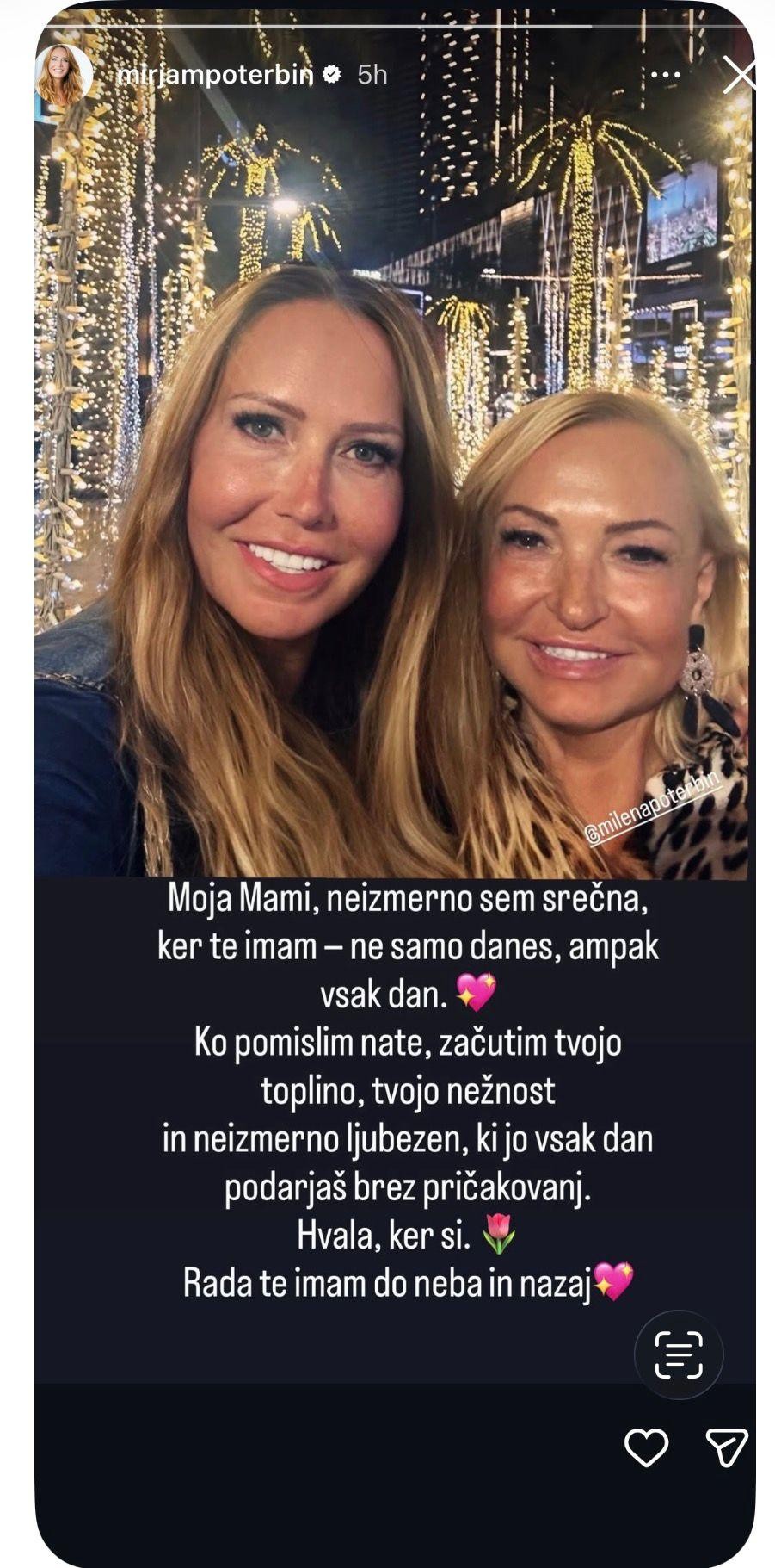 "Moja mami, neizmerno sem srečna, ker te imam – ne samo danes, ampak vsak dan. 💖 Ko pomislim nate, začutim …