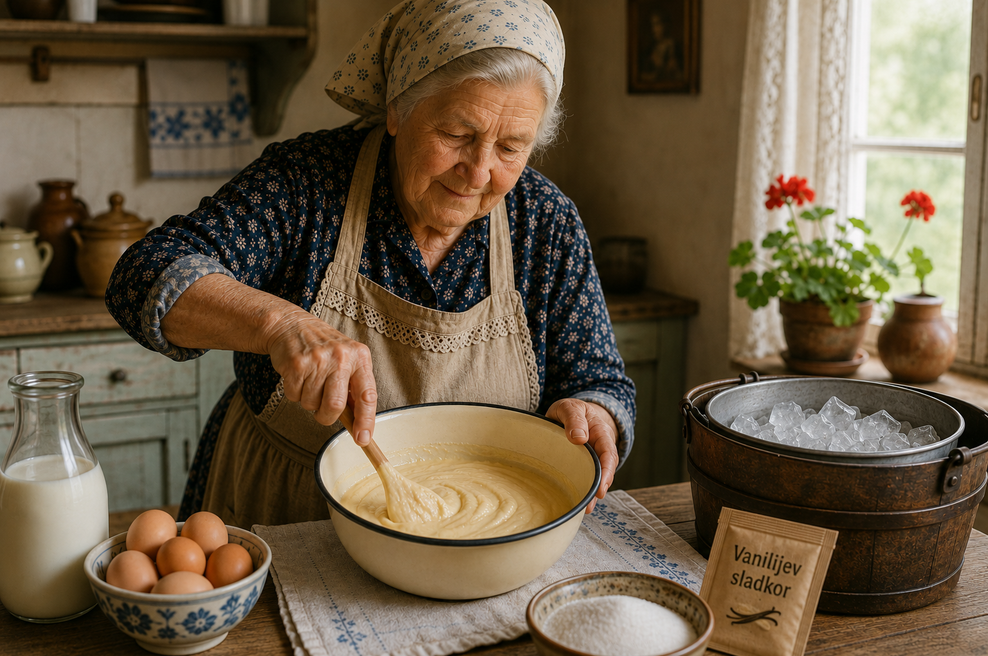 Retro recept za sladoled: tako so nekoč pripravljali to poletno sladico (foto: ChatGPT, AI)