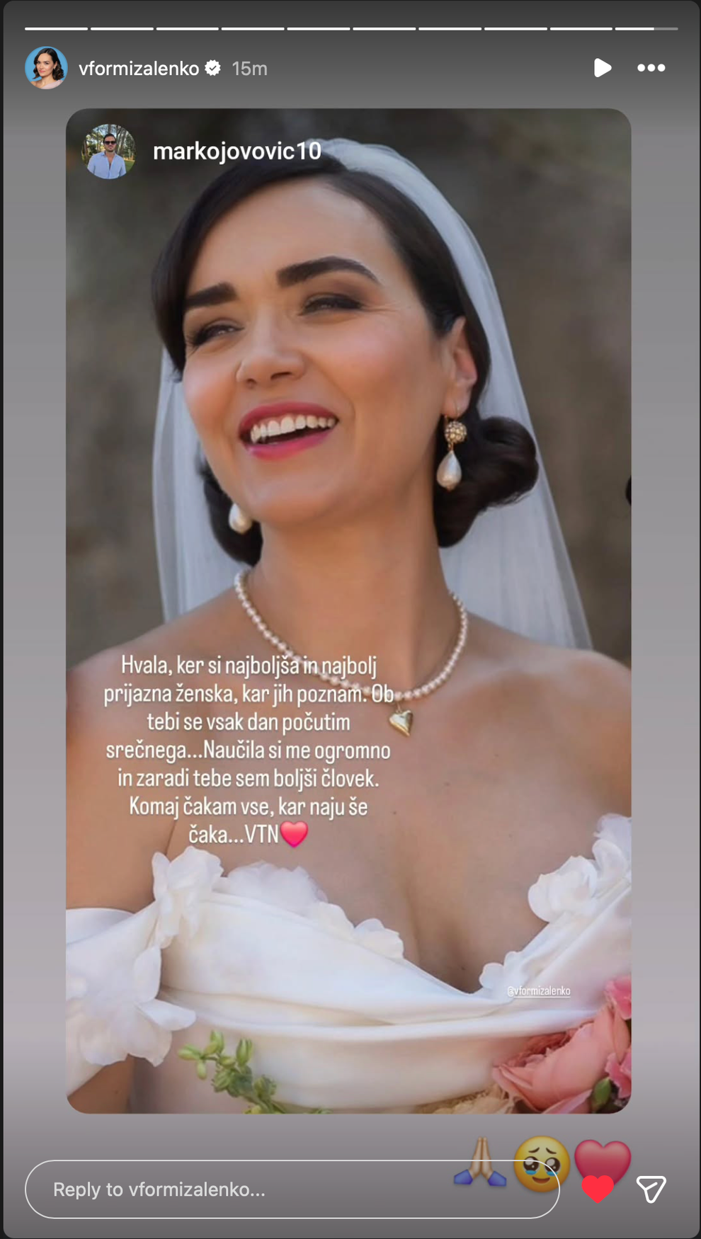 Ob letošnji obletnici je Marko svoji ženi namenil ganljivo sporočilo, ki ga je Alenka delila na družbenih omrežjih. Ob poročni …