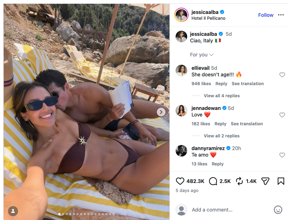 Hollywoodska igralka Jessica Alba si je privoščila romantičen oddih v Italiji, kjer z novim partnerjem Dannyjem Ramirezom uživa v raziskovanju …