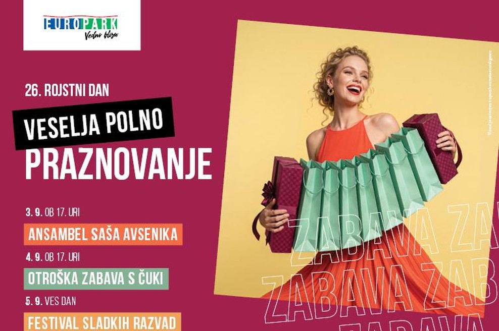 Europark ob 26. rojstnem dnevu vabi na tri dni zabave (foto: AV Studio)