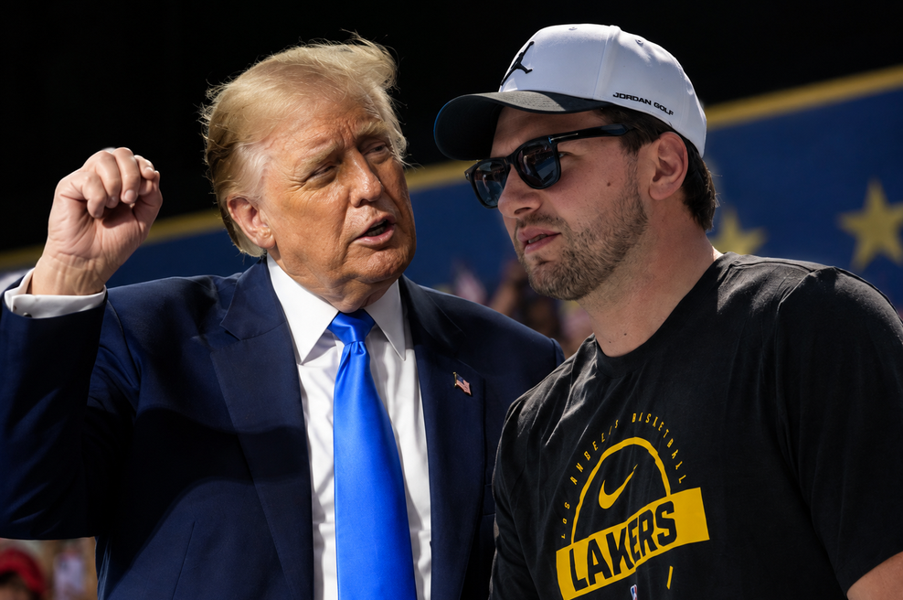 Donaldu Trumpu zaradi Luke Dončića počil film, zdaj povedal čisto vse in osupnil svet: "Luka? Nekaj najslabšega!" (foto: Ustvarjeno z UI/Profimedia/fotomontaža)