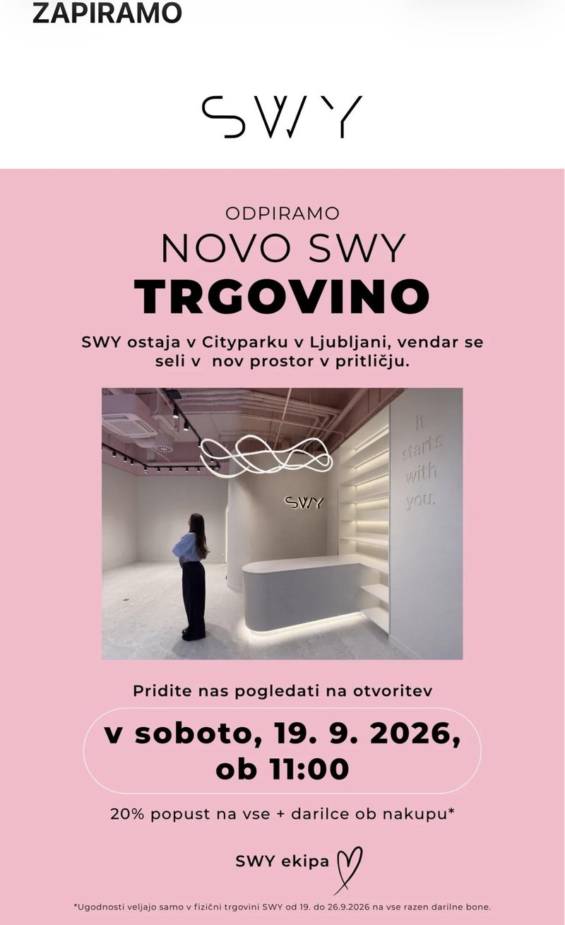 Petra Parovel Swy trgovina nova lokacija Citypark Ljubljana